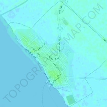 Mapa topográfico Bandar Rig City, altitude, relevo