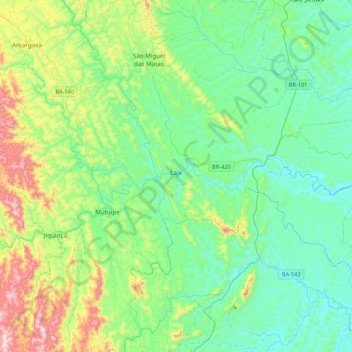 Mapa topográfico Laje, altitude, relevo