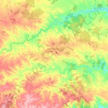 Mapa topográfico Martim Longo, altitude, relevo