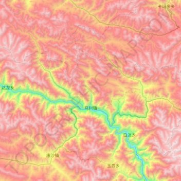 Mapa topográfico Marri, altitude, relevo