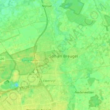Mapa topográfico Son en Breugel, altitude, relevo