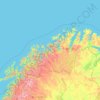Mapa topográfico Troms og Finnmark, altitude, relevo