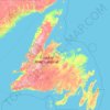 Mapa topográfico Newfoundland, altitude, relevo