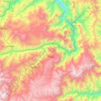Mapa topográfico Chaglla, altitude, relevo