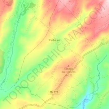 Mapa topográfico Pinheiro, altitude, relevo