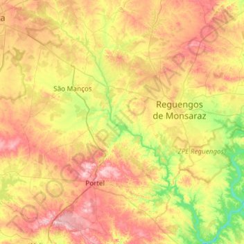 Mapa topográfico Rio Degebe, altitude, relevo