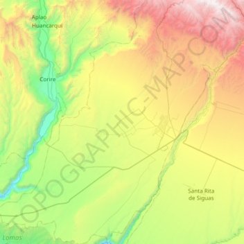 Mapa topográfico Majes, altitude, relevo