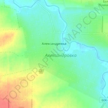 Mapa topográfico Александровка, altitude, relevo