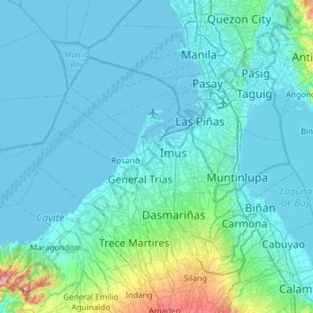 Mapa topográfico Cavite City, altitude, relevo