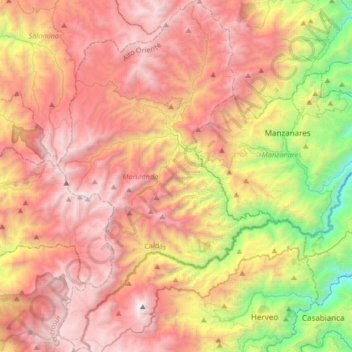 Mapa topográfico Marulanda, altitude, relevo