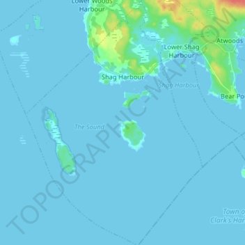 Mapa topográfico Shag Harbour, altitude, relevo