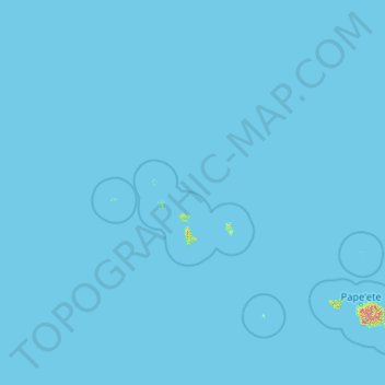 Mapa topográfico Îles Sous-le-Vent, altitude, relevo