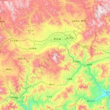 Mapa topográfico Lingqiu County, altitude, relevo