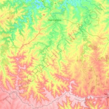 Mapa topográfico Marmeleiro, altitude, relevo
