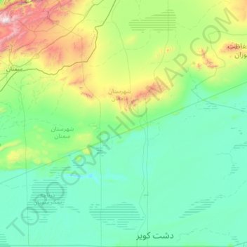 Mapa topográfico دهستان قهاب رستاق, altitude, relevo