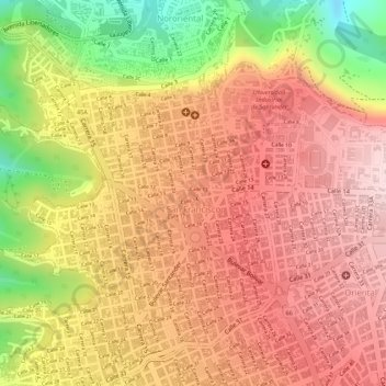 Mapa topográfico Comuna 3 - San Francisco, altitude, relevo