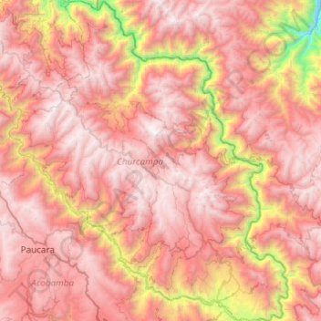 Mapa topográfico Churcampa, altitude, relevo