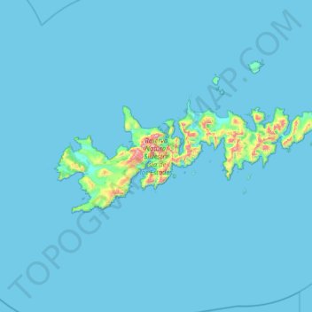 Mapa topográfico Ilha dos Estados, altitude, relevo