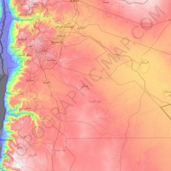 Mapa topográfico Gouvernorat d'Amman, altitude, relevo