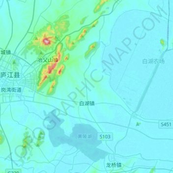 Mapa topográfico Baihu, altitude, relevo