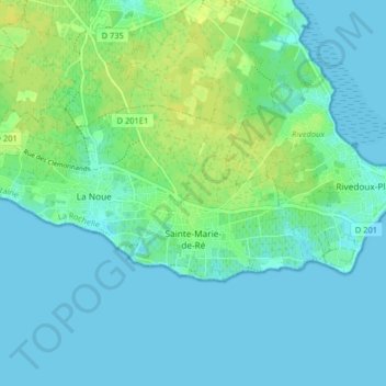 Mapa topográfico Sainte-Marie-de-Ré, altitude, relevo