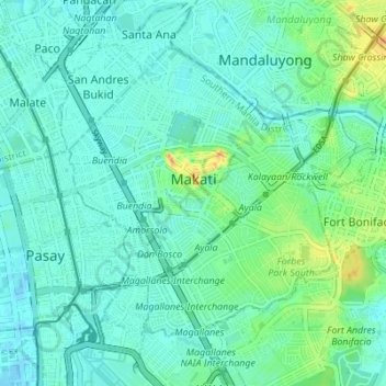 Mapa topográfico Makati, altitude, relevo