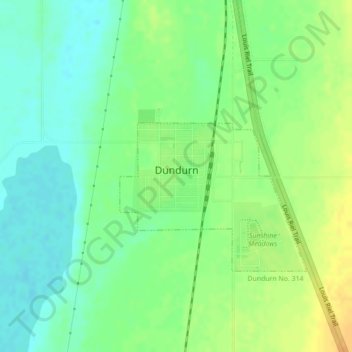 Mapa topográfico Dundurn, altitude, relevo