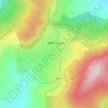 Mapa topográfico Ain Draham, altitude, relevo
