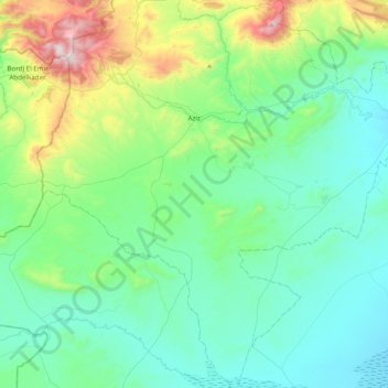 Mapa topográfico Aziz, altitude, relevo