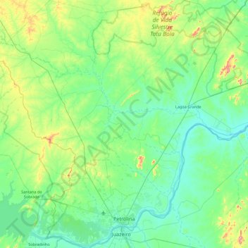 Mapa topográfico Petrolina, altitude, relevo