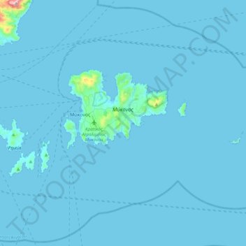 Mapa topográfico Municipality of Mykonos, altitude, relevo