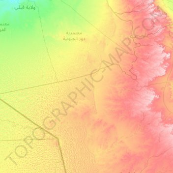 Mapa topográfico Bir Amir, altitude, relevo