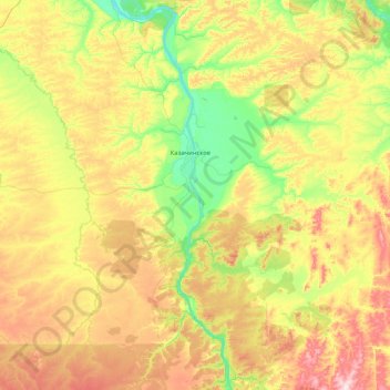 Mapa topográfico Казачинский район, altitude, relevo