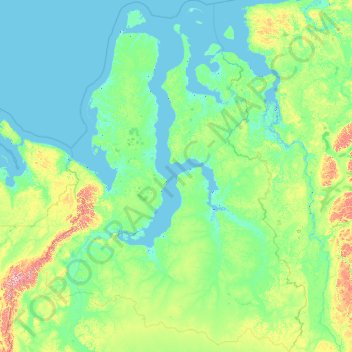 Mapa topográfico Yamalo-Nenets Autonomous Okrug, altitude, relevo