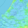 Mapa topográfico Zuid-Holland, altitude, relevo