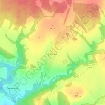 Mapa topográfico Новосады, altitude, relevo