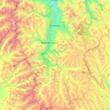 Mapa topográfico San Marcos, altitude, relevo