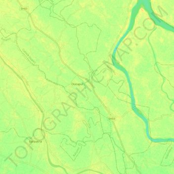 Mapa topográfico Olatapur, altitude, relevo