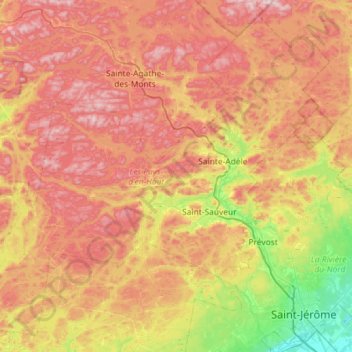 Mapa topográfico Les Pays-d'en-Haut, altitude, relevo