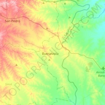 Mapa topográfico Buenavista, altitude, relevo
