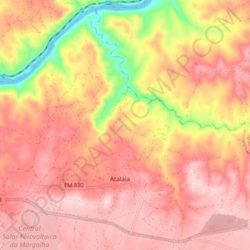 Mapa topográfico Atalaia, altitude, relevo