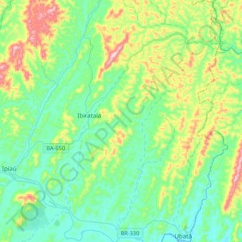 Mapa topográfico Barra do Rocha, altitude, relevo