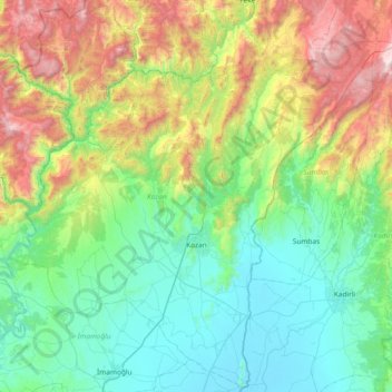 Mapa topográfico Kozan, altitude, relevo