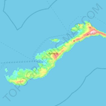 Mapa topográfico Amorgos, altitude, relevo