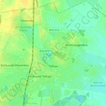 Mapa topográfico Тайцы, altitude, relevo