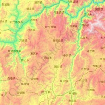 Mapa topográfico Luquan Yi and Miao Autonomous County, altitude, relevo