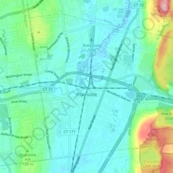 Mapa topográfico Plainville, altitude, relevo