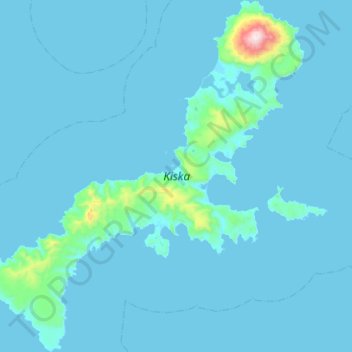 Mapa topográfico Kiska Island, altitude, relevo