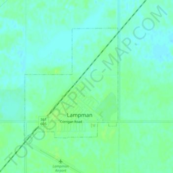 Mapa topográfico Lampman, altitude, relevo