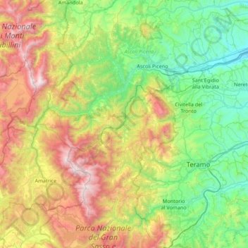Mapa topográfico Tronto, altitude, relevo